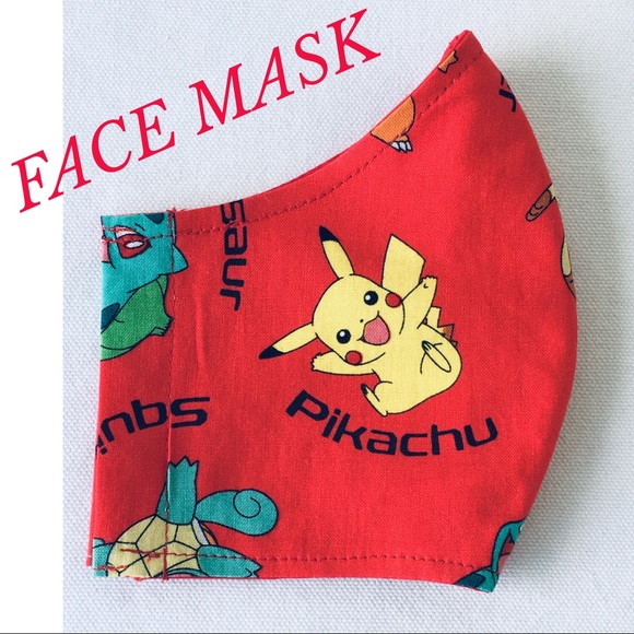 Hand Crafted Accessories - HAND CRAFTED FACE MASK YELLOW GREEN RED PIKACHU